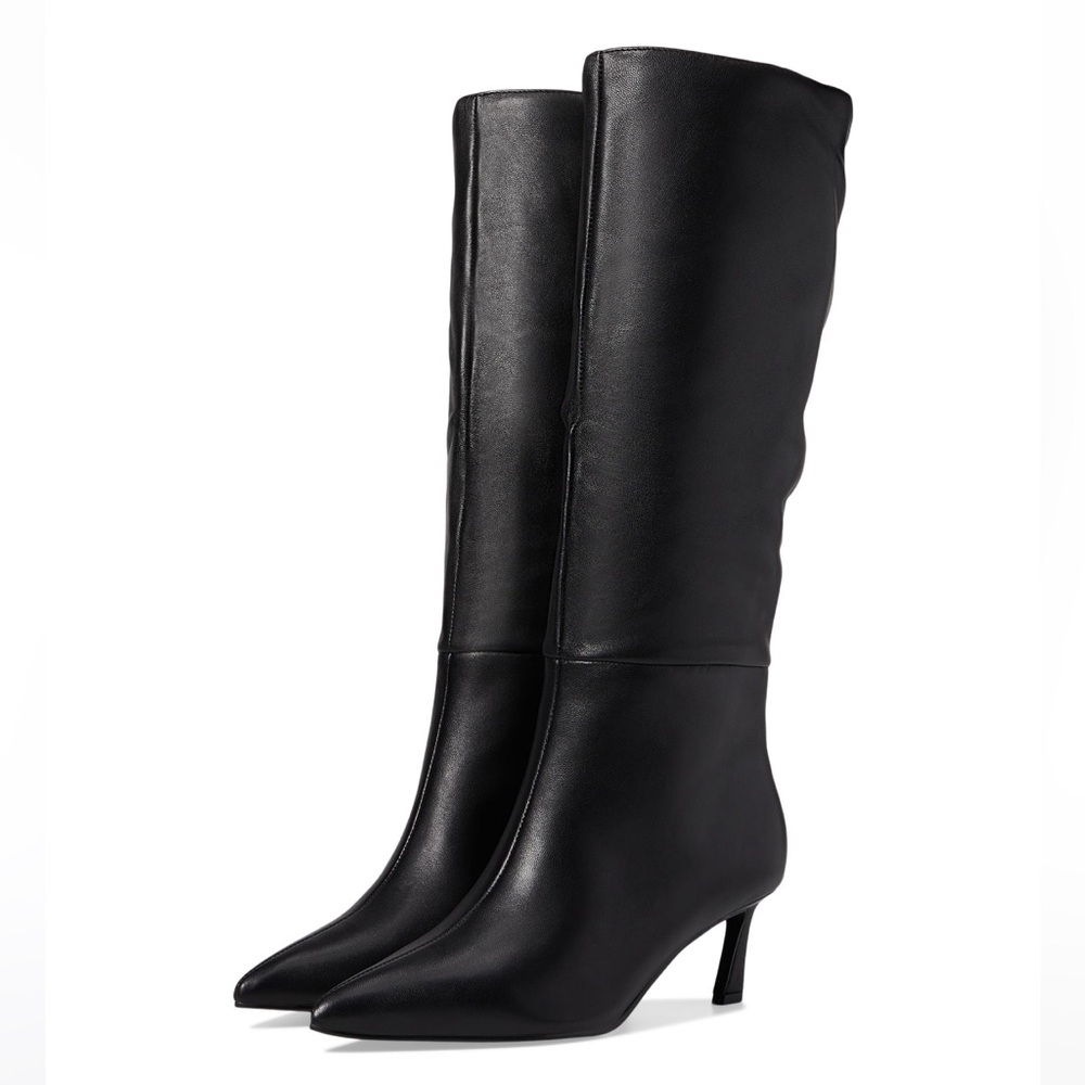 Steve Madden Lavan Knee High Stiletto Boots - Black Leather